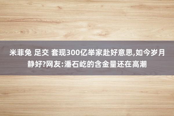 米菲兔 足交 套现300亿举家赴好意思，如今岁月静好?网友:潘石屹的含金量还在高潮