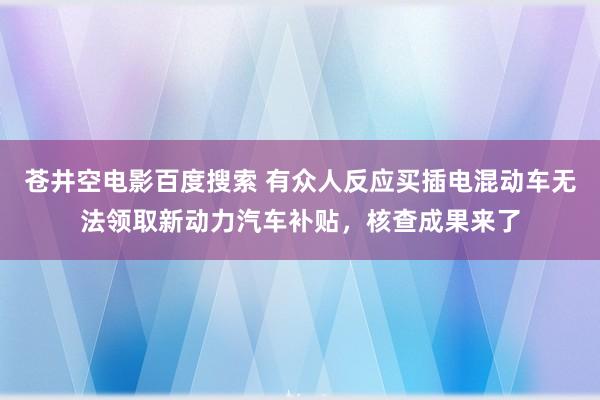苍井空电影百度搜索 有众人反应买插电混动车无法领取新动力汽车补贴，核查成果来了