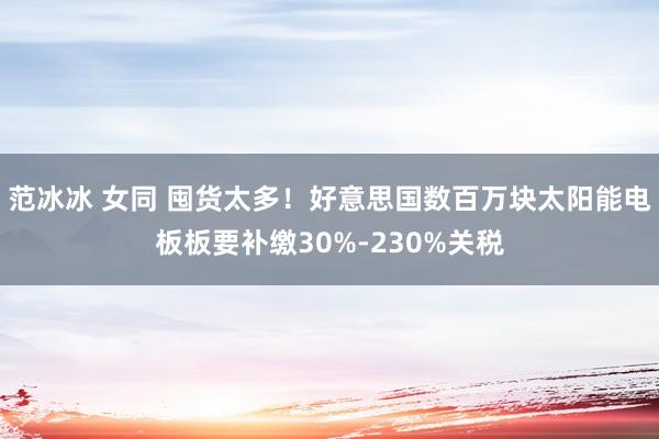 范冰冰 女同 囤货太多！好意思国数百万块太阳能电板板要补缴30%-230%关税
