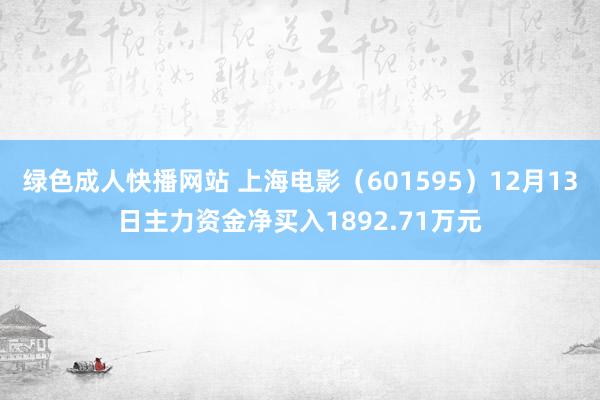 绿色成人快播网站 上海电影（601595）12月13日主力资金净买入1892.71万元