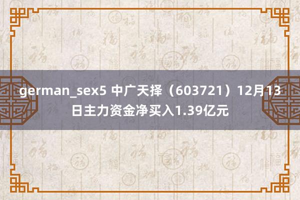 german_sex5 中广天择（603721）12月13日主力资金净买入1.39亿元