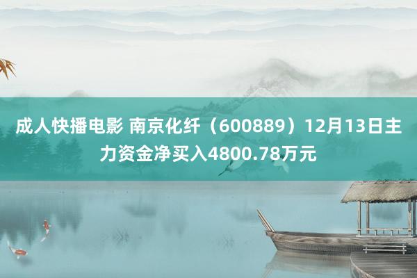 成人快播电影 南京化纤（600889）12月13日主力资金净买入4800.78万元
