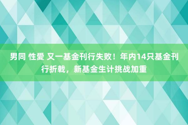 男同 性愛 又一基金刊行失败！年内14只基金刊行折戟，新基金生计挑战加重