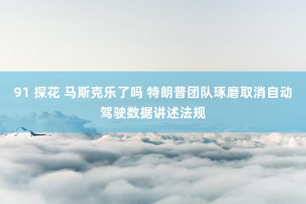 91 探花 马斯克乐了吗 特朗普团队琢磨取消自动驾驶数据讲述法规