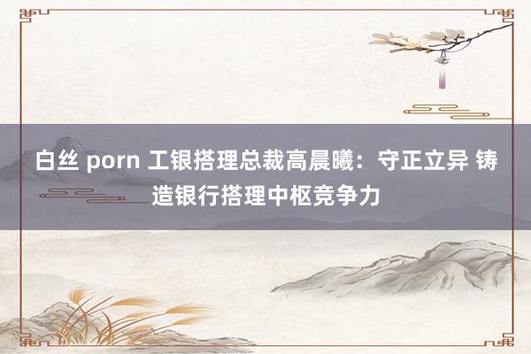 白丝 porn 工银搭理总裁高晨曦：守正立异 铸造银行搭理中枢竞争力