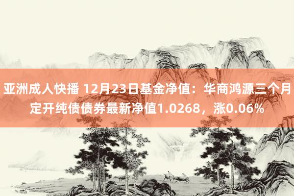 亚洲成人快播 12月23日基金净值：华商鸿源三个月定开纯债债券最新净值1.0268，涨0.06%