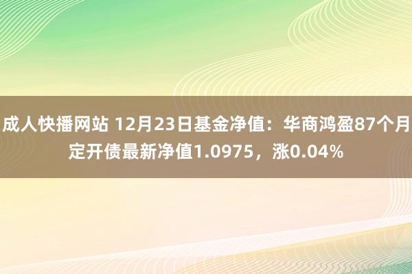 成人快播网站 12月23日基金净值：华商鸿盈87个月定开债最新净值1.0975，涨0.04%