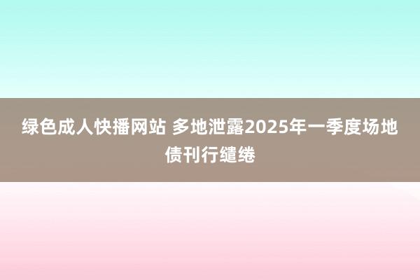 绿色成人快播网站 多地泄露2025年一季度场地债刊行缱绻
