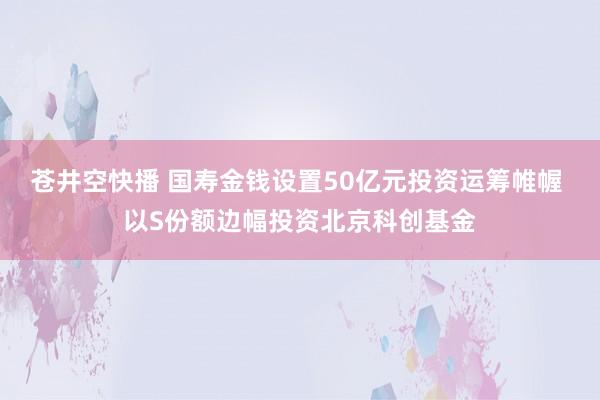 苍井空快播 国寿金钱设置50亿元投资运筹帷幄 以S份额边幅投资北京科创基金