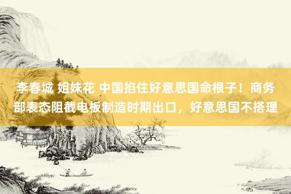 李春城 姐妹花 中国掐住好意思国命根子！商务部表态阻截电板制造时期出口，好意思国不搭理
