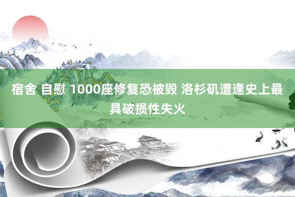 宿舍 自慰 1000座修复恐被毁 洛杉矶遭逢史上最具破损性失火