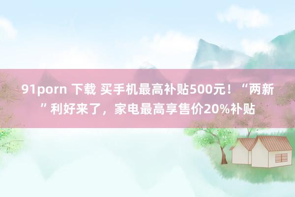 91porn 下载 买手机最高补贴500元！“两新”利好来了，家电最高享售价20%补贴