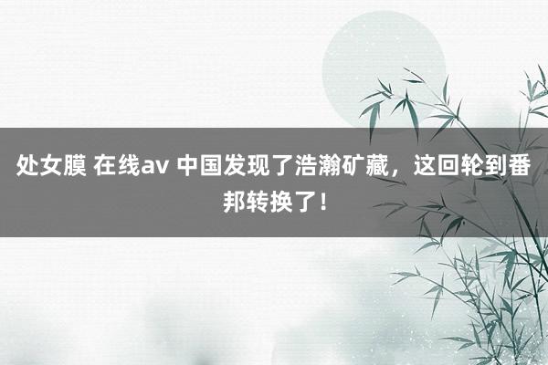 处女膜 在线av 中国发现了浩瀚矿藏，这回轮到番邦转换了！