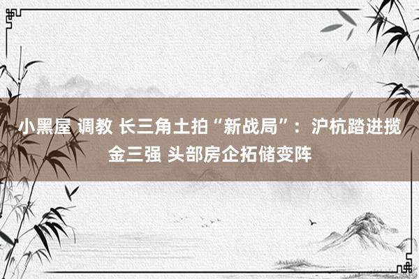 小黑屋 调教 长三角土拍“新战局”：沪杭踏进揽金三强 头部房企拓储变阵