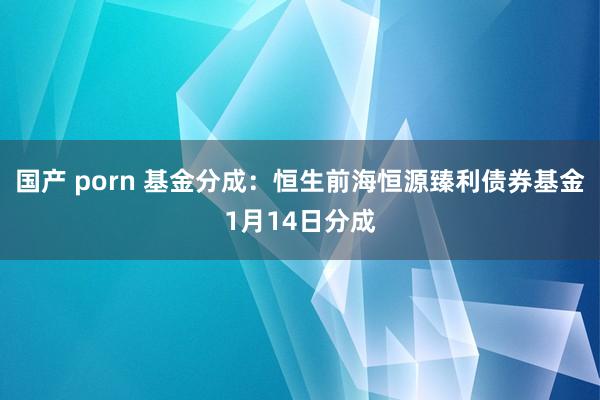 国产 porn 基金分成：恒生前海恒源臻利债券基金1月14日分成
