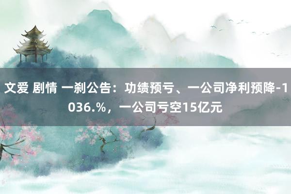 文爱 剧情 一刹公告：功绩预亏、一公司净利预降-1036.%，一公司亏空15亿元