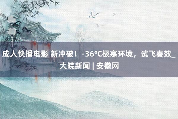 成人快播电影 新冲破！-36℃极寒环境，试飞奏效_大皖新闻 | 安徽网