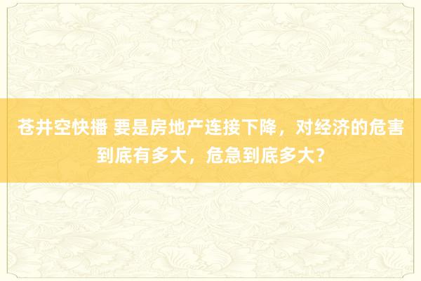 苍井空快播 要是房地产连接下降，对经济的危害到底有多大，危急到底多大？