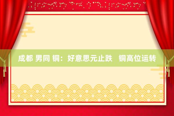 成都 男同 铜：好意思元止跌   铜高位运转
