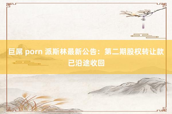巨屌 porn 派斯林最新公告：第二期股权转让款已沿途收回