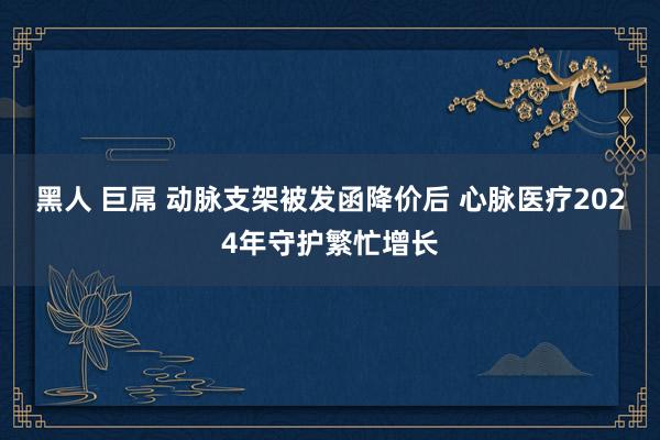 黑人 巨屌 动脉支架被发函降价后 心脉医疗2024年守护繁忙增长