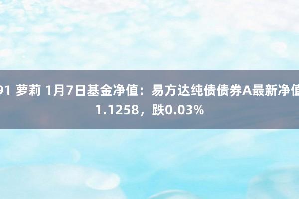 91 萝莉 1月7日基金净值：易方达纯债债券A最新净值1.1258，跌0.03%