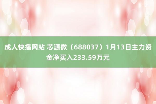 成人快播网站 芯源微（688037）1月13日主力资金净买入233.59万元