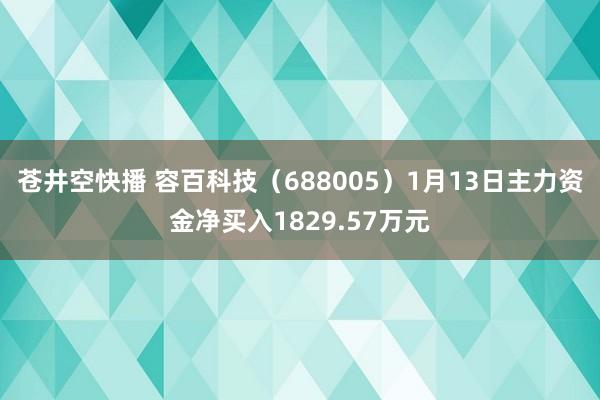 苍井空快播 容百科技（688005）1月13日主力资金净买入1829.57万元