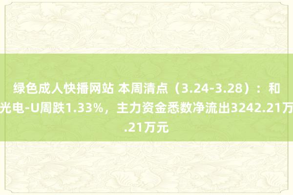 绿色成人快播网站 本周清点（3.24-3.28）：和辉光电-U周跌1.33%，主力资金悉数净流出3242.21万元