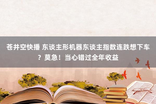 苍井空快播 东谈主形机器东谈主指数连跌想下车？莫急！当心错过全年收益
