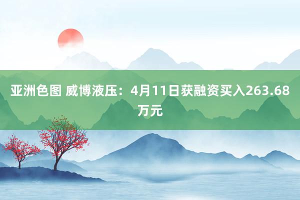亚洲色图 威博液压：4月11日获融资买入263.68万元