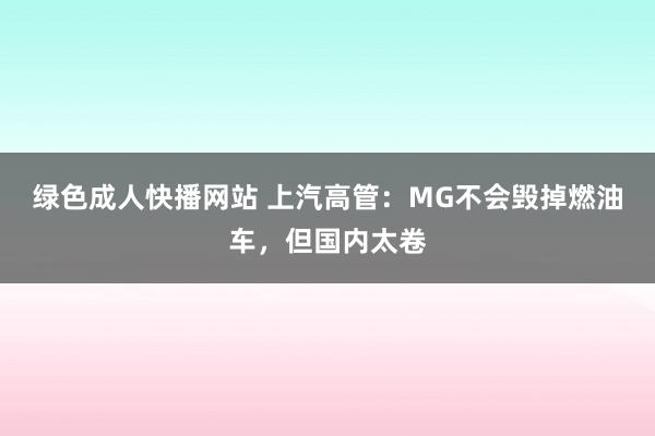 绿色成人快播网站 上汽高管：MG不会毁掉燃油车，但国内太卷