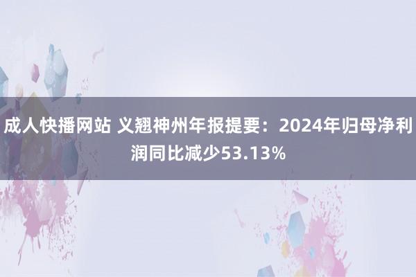 成人快播网站 义翘神州年报提要：2024年归母净利润同比减少53.13%