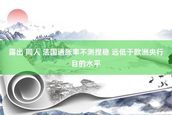 露出 同人 法国通胀率不测捏稳 远低于欧洲央行目的水平
