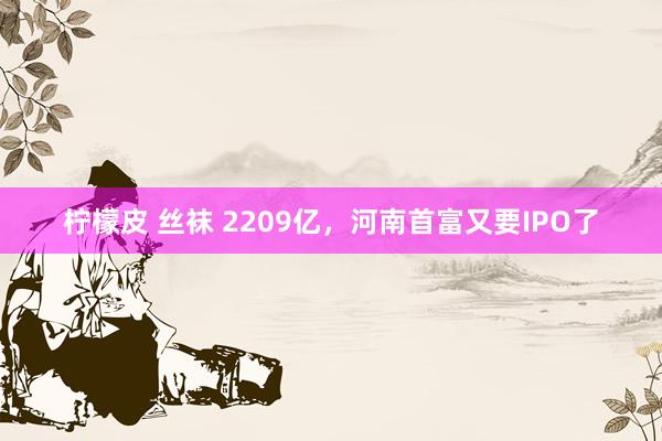 柠檬皮 丝袜 2209亿，河南首富又要IPO了
